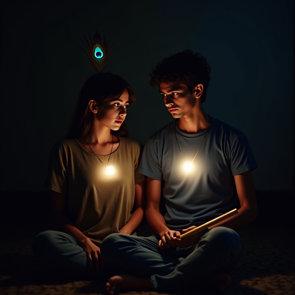 A quiet room with a single candle casting warm light, illuminating a person sitting in self-contemplation with eyes closed