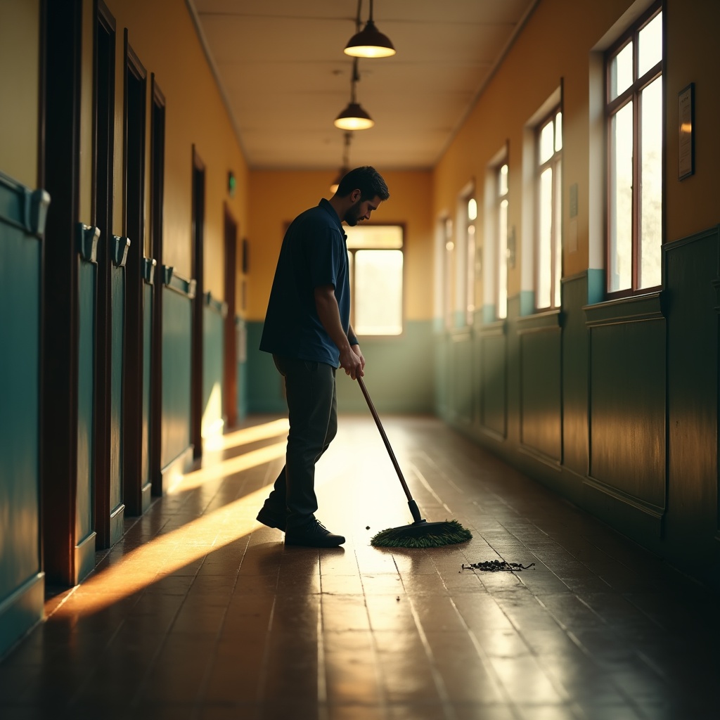 A tired parent making a school lunch at midnight, packing it carefully despite exhaustion, a small note visible inside the lunchbox