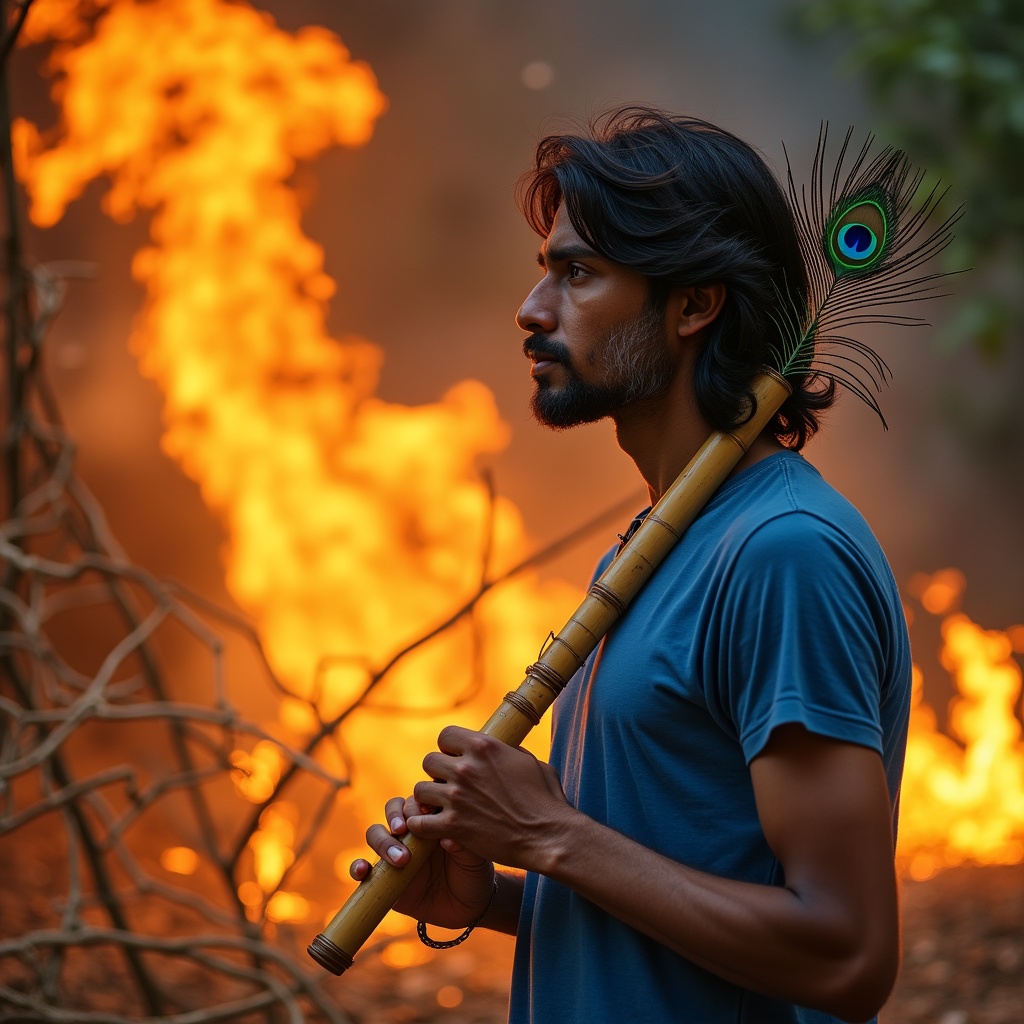 A controlled bonfire at night with pages of old documents curling and dissolving into glowing embers, a person watching calmly with relief on their face