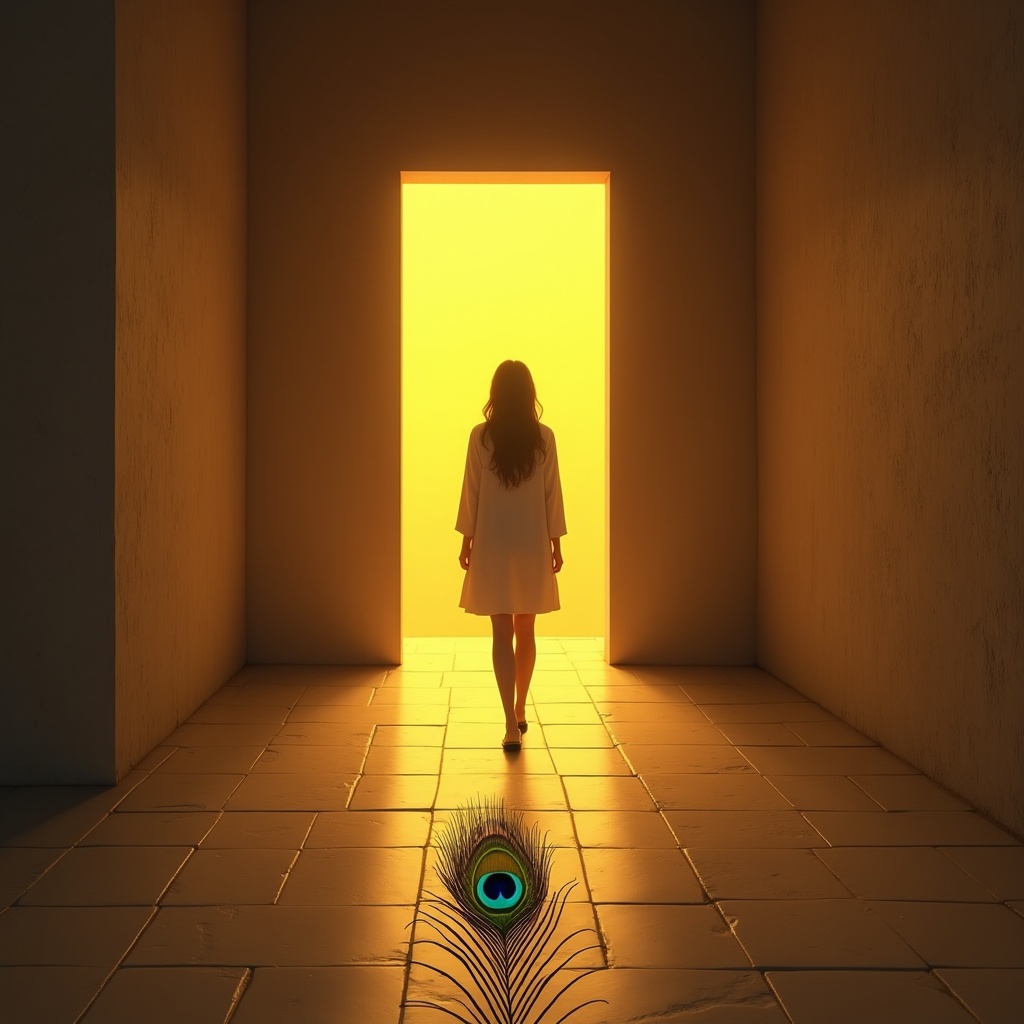 An hourglass with golden sand flowing, the upper half filled with stars and galaxies, the lower half with a peaceful garden