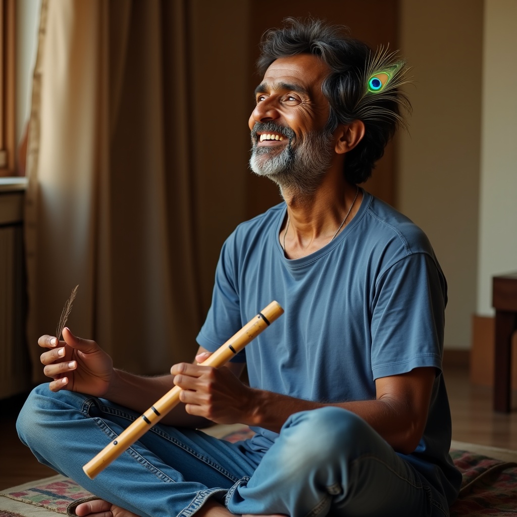 A person trying to sit perfectly still in a room, but their heartbeat, breath, and thoughts are visible as gentle waves of light emanating from their body — action is inescapable