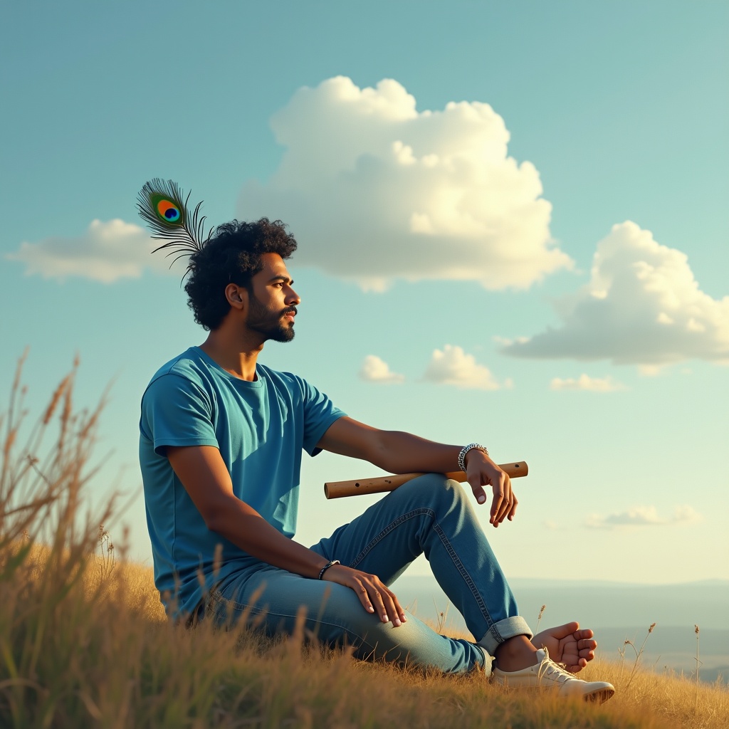 A person sitting on a park bench watching the world move around them — joggers, dogs, clouds — with serene stillness