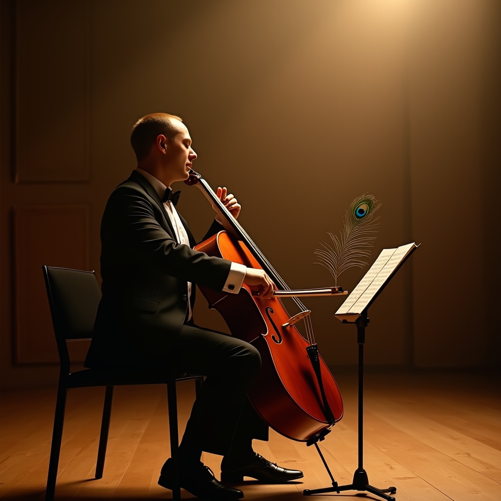 A musician on stage hitting the perfect note, eyes closed, audience frozen in that collective breath of silence before the applause